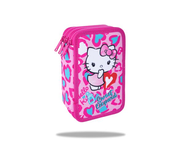 Penál 3 zipy Jumper Hello Kitty Pink 2 - vybavený